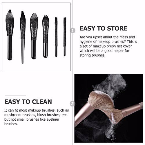Frcolor 50pcs Makeup Brush Mesh Cover Cosmetic Black 6