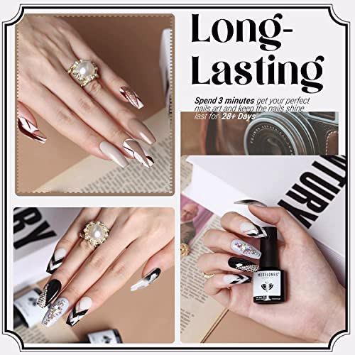 Modelones Gel Nail Polish Set Black White Gel Polish Kit 6 Colors 4