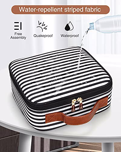 Relavel Travel Makeup Train Case Makeup Cosmetic Case Organizer Stripe 4