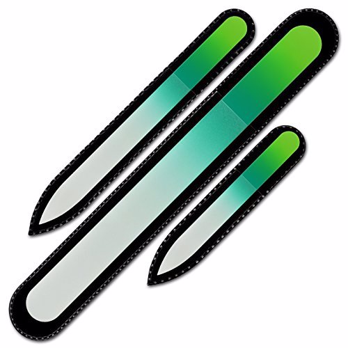 Mont Bleu Set of 3 Crystal Nail Files in Velvet Pouch Fern Green