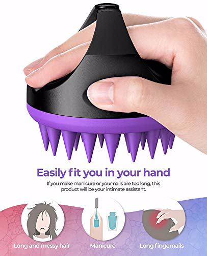 EUHOME Scalp Massager Shampoo Brush Black Rose Black Purple 4