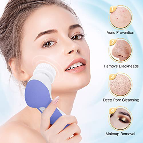 Facial Cleansing Brush Face Scrubber, Purple Blue 7