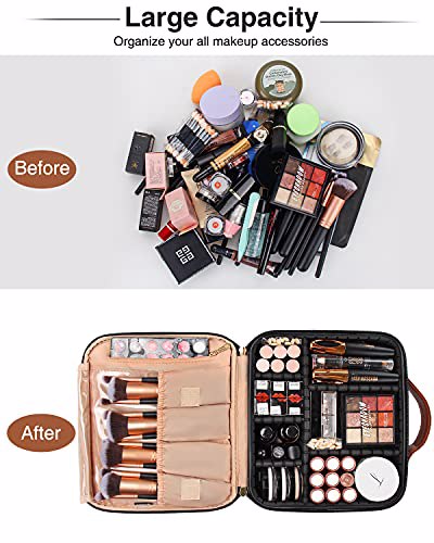 Relavel Travel Makeup Train Case Makeup Cosmetic Case Organizer Stripe 2