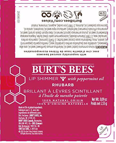 Burt's Bees 100% Natural Moisturizing Lip Shimmer, Rhubarb 10