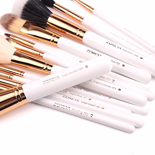 Zoreya Travel Makeup Brush Set, White 3