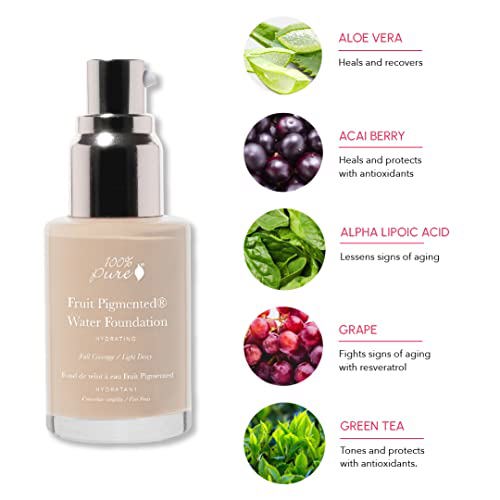 100% PURE Fruit Pigmented Full Coverage Water Foundation Warm 1.0 w/Peachy 3