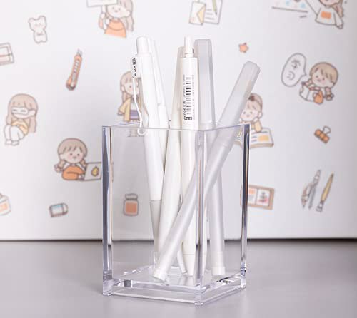 HSYMQ 2 Pack Clear Acrylic Pencil Pen Holder Cup 9