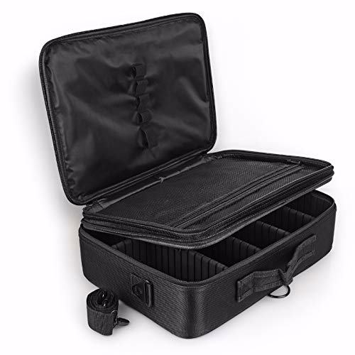 Garsumiss Travel Makeup Case Professional Cosmetic Double Layer Black 2