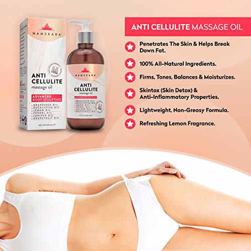NAMSKARA Grapeseed Oil & Grapefruit Essential Oil Anti Cellulite Treatment Massage Oil 4
