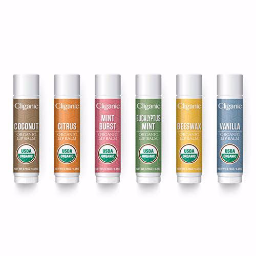 Cliganic USDA Organic Lip Balm Set 4 Packs of 6 Tubes 2