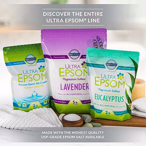 SaltWorks Ultra Epsom, Lavender Scented Premium Epsom Bath Salt 10