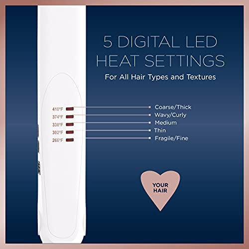 Conair Double Ceramic Flat Iron, 1 Inch, White/Rose Gold 3