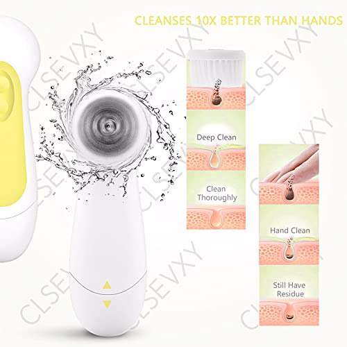 Waterproof Facial Cleansing Spin Brush Set 3 Exfoliating Brush Heads, Yellow 5