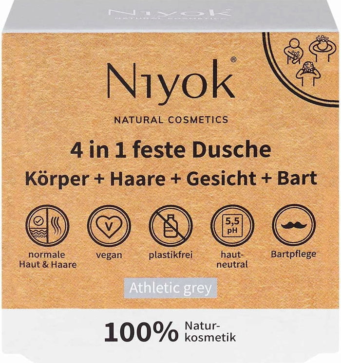 Niyok Shampoo-Doccia 4in1 Formato Solido Athletic Grey 1