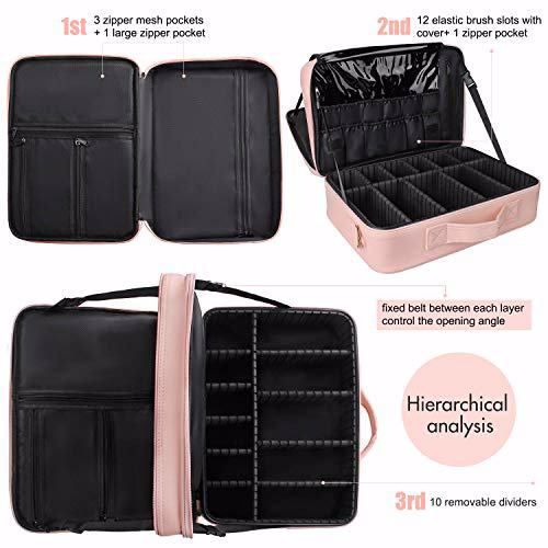 Relavel Travel Makeup Train Case Cosmetic Case Organizer 2