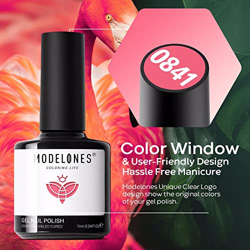 Modelones Gel Nail Polish Kit 6 Colors A3 Flamingo Pink 8