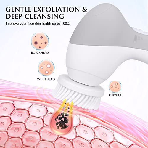 Facial Cleansing Brush Face Scrubber, Grey 4