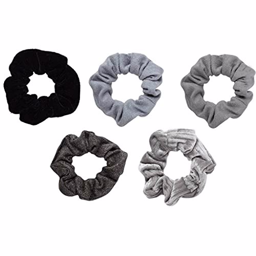 Kitsch Velvet Scrunchies, Black/Gray 3