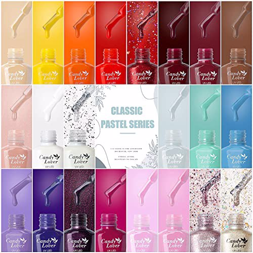 Candy Lover 25PCS Gel Nail Polish Kit, Pastel Rainbow 2