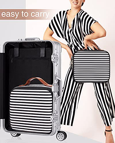 Relavel Travel Makeup Train Case Makeup Cosmetic Case Organizer Stripe 6