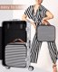 Relavel Travel Makeup Train Case Makeup Cosmetic Case Organizer Stripe Thumbnail 6