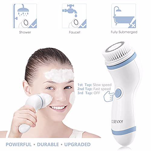 CLSEVXY Water Resistant Facial Cleansing Spin Brush Set 5