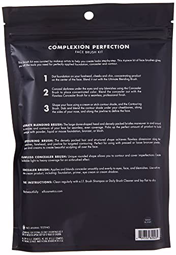 e.l.f. Complexion Perfection Brush Kit 4Piece Set, Synthetic 3