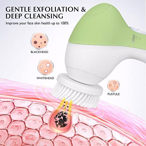Facial Cleansing Brush Face Scrubber, Yellow Green 4
