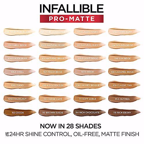 L'Oreal Paris Cosmetics Makeup Infallible Pro-Matte Foundation Ivory Beige 107.5 5