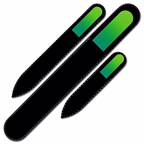 Mont Bleu Set of 3 Crystal Nail Files in Velvet Pouch Fern Green 2