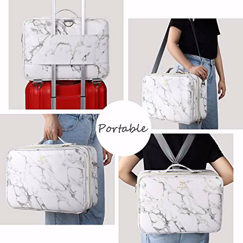 MONSTINA Train Cases Professional Travel Bag Cosmetic Cases Marble White 2