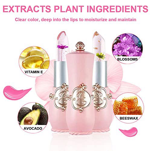 BINGBRUSH 2Pcs Crystal Flower Jelly Color Changing Lipstick 6