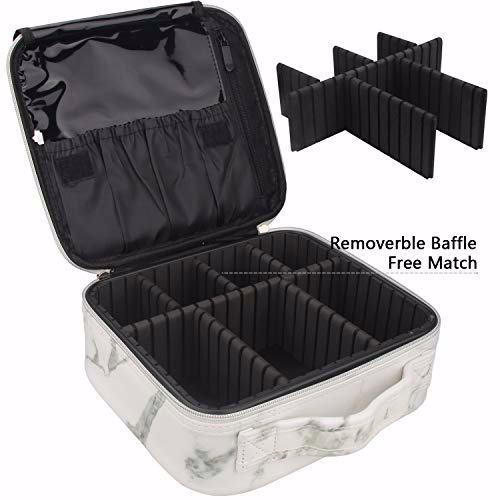 MONSTINA Makeup Train Cases Professional Travel Bag Cosmetic Cases Marble White 4