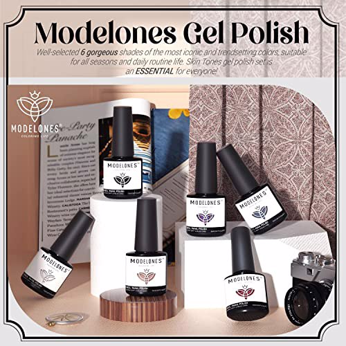 Modelones Gel Nail Polish Set Black White Gel Polish Kit 6 Colors 2