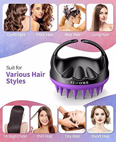 EUHOME Scalp Massager Shampoo Brush Black Rose Black Purple 3