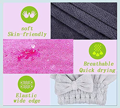 MAYOUTH Microfiber Hair Drying Towels Head wrap 2 Gray+ Darkgrey 4
