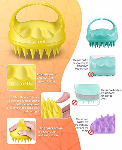 EUHOME Scalp Massager Shampoo Brush, Gray Yellow 6