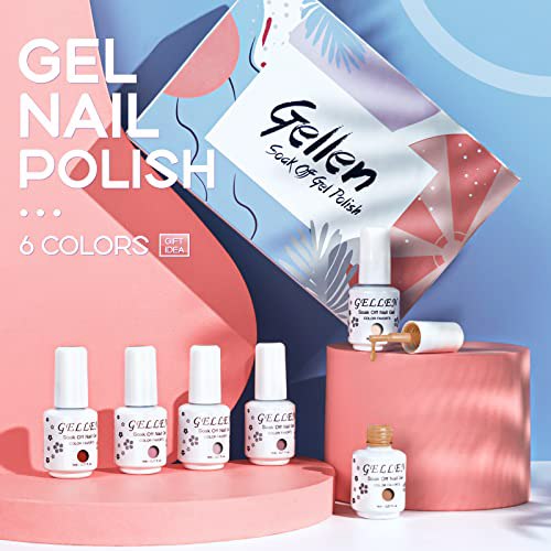 Gellen UV Gel Nail Polish Kit, Pink Nudes 6
