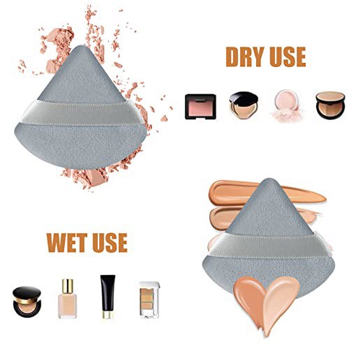 Pimoys 6 Pieces Powder Puff Face Soft Triangle Makeup Gray and Black 4