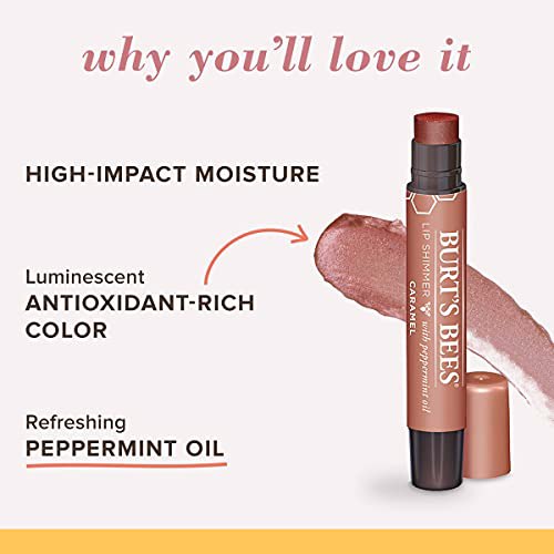 Burt's Bees Lip Balm, Moisturizing Lip Shimmer, Caramel 4 Pack 5