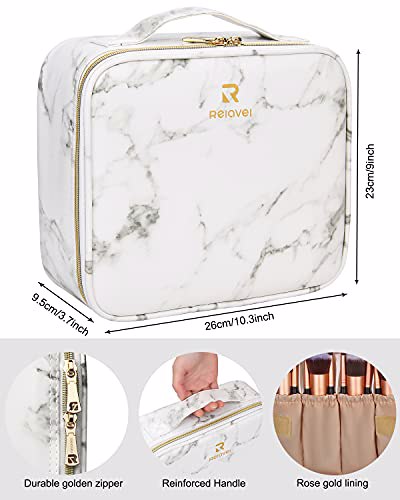 Relavel Travel Makeup Train Case Cosmetic Organizer with Adjustable Dividers 4
