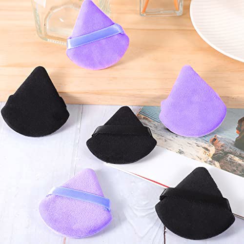 Pimoys 6 Pieces Powder Puff Face Soft Triangle Makeup Black and Purple 5