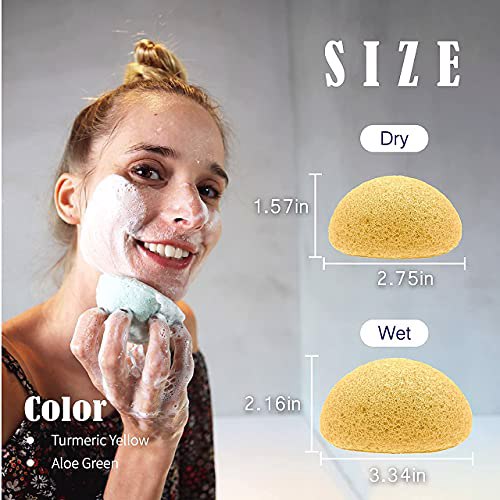 Natural Konjac Facial Sponges, Turmeric Yellow, Sage Green 4