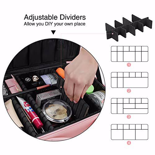 Relavel Travel Makeup Train Case Makeup Cosmetic Case Organizer Pink 4