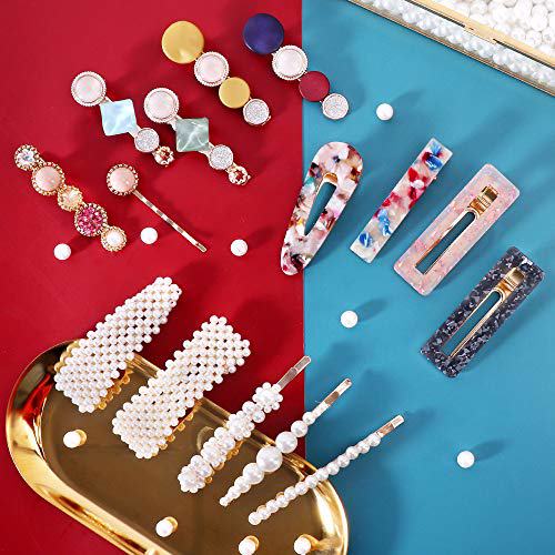 Magicsky 28 PCS Hingwah Pearls and Acrylic Resin Hair Clips 2
