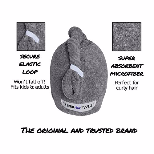 Turbie Twist Microfiber Hair Towel Wrap, Gray / Blue 9