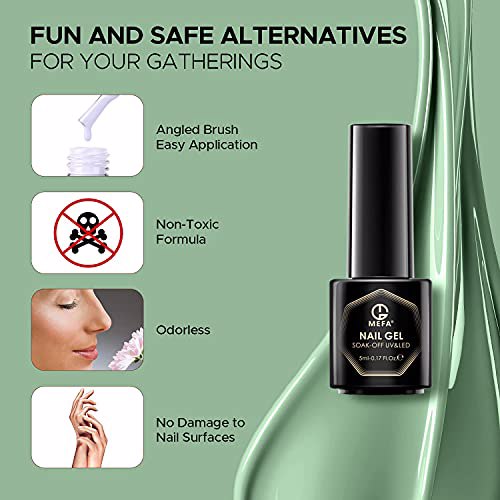 MEFA Gel Nail Polish Set Green, L-Midnight Myth 5