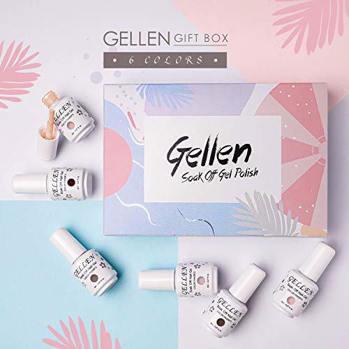 Gellen Gel Nail Polish Kit, Wine Nude Browns 5
