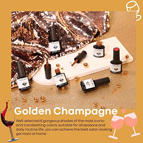 Modelones Gel Nail Polish Set 6 Colors Black Gold Glitter 2