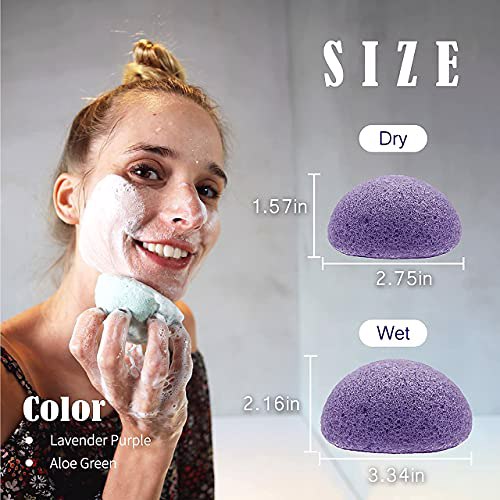 Natural Konjac Facial Sponges, Violet Lavender, Sage Green 4
